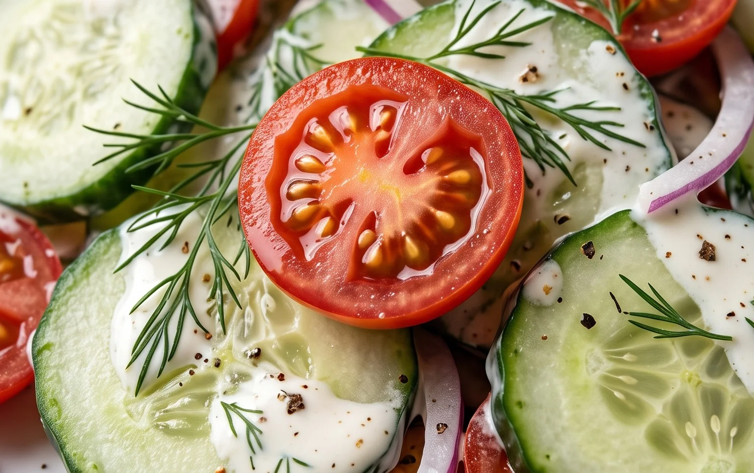 Creamy Cucumber Tomato Salad