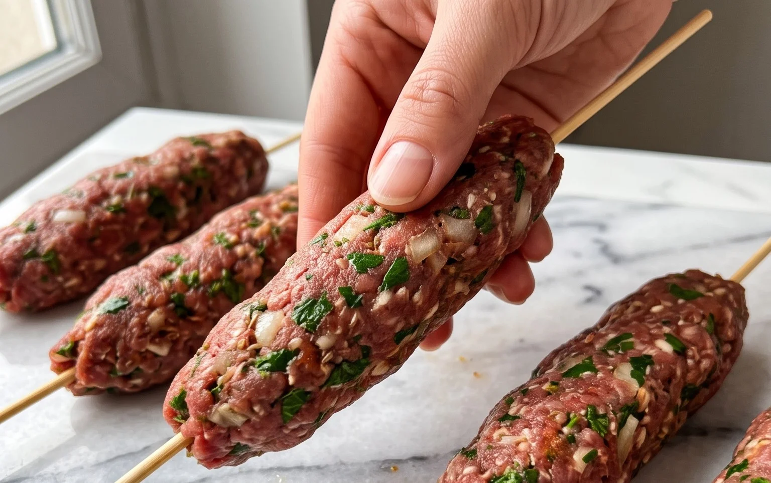 Brochettes Kefta Marocaine: Viande hachée épicée grillée