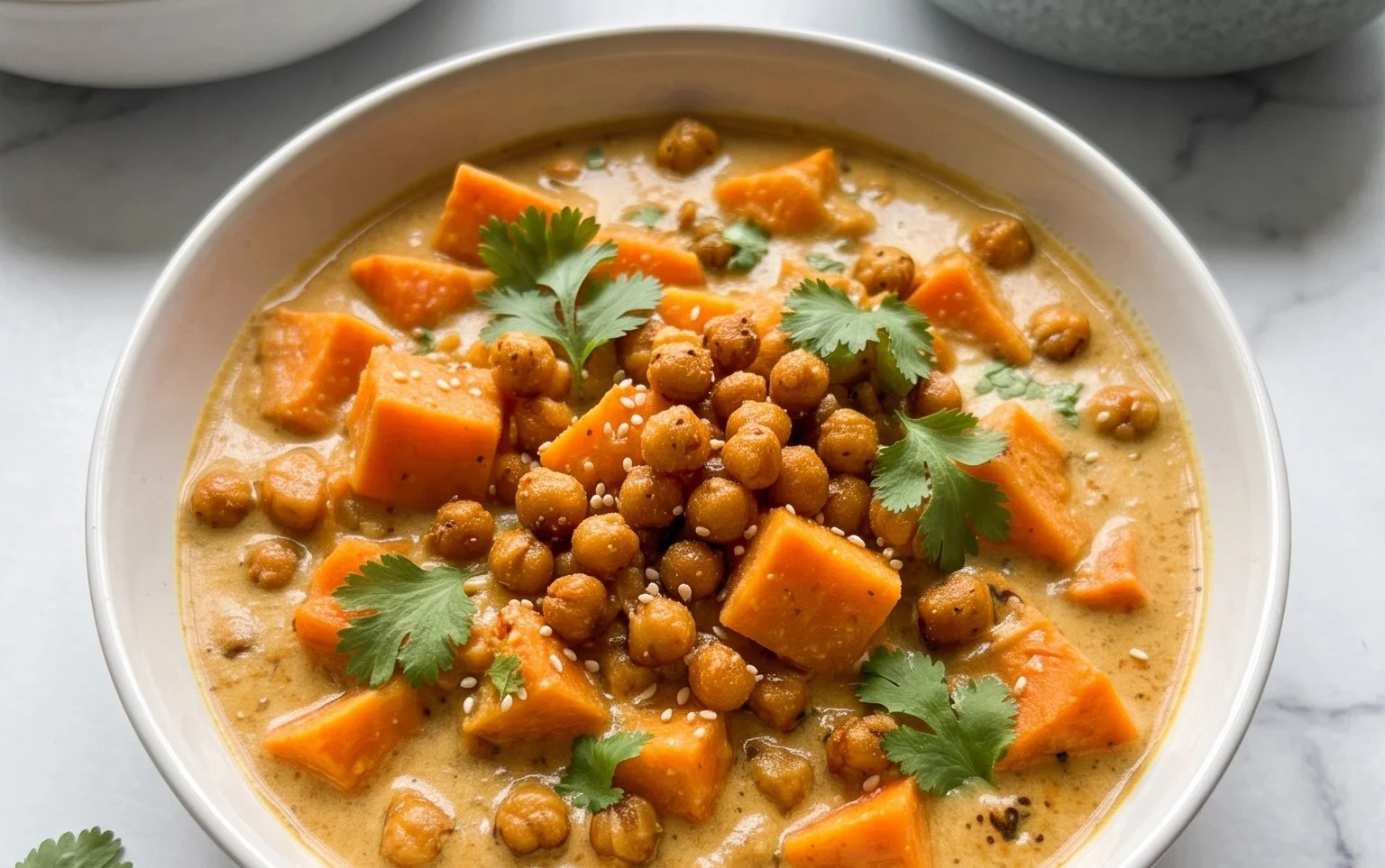 Curry Thaï Patates Douces Pois Chiches Croquants