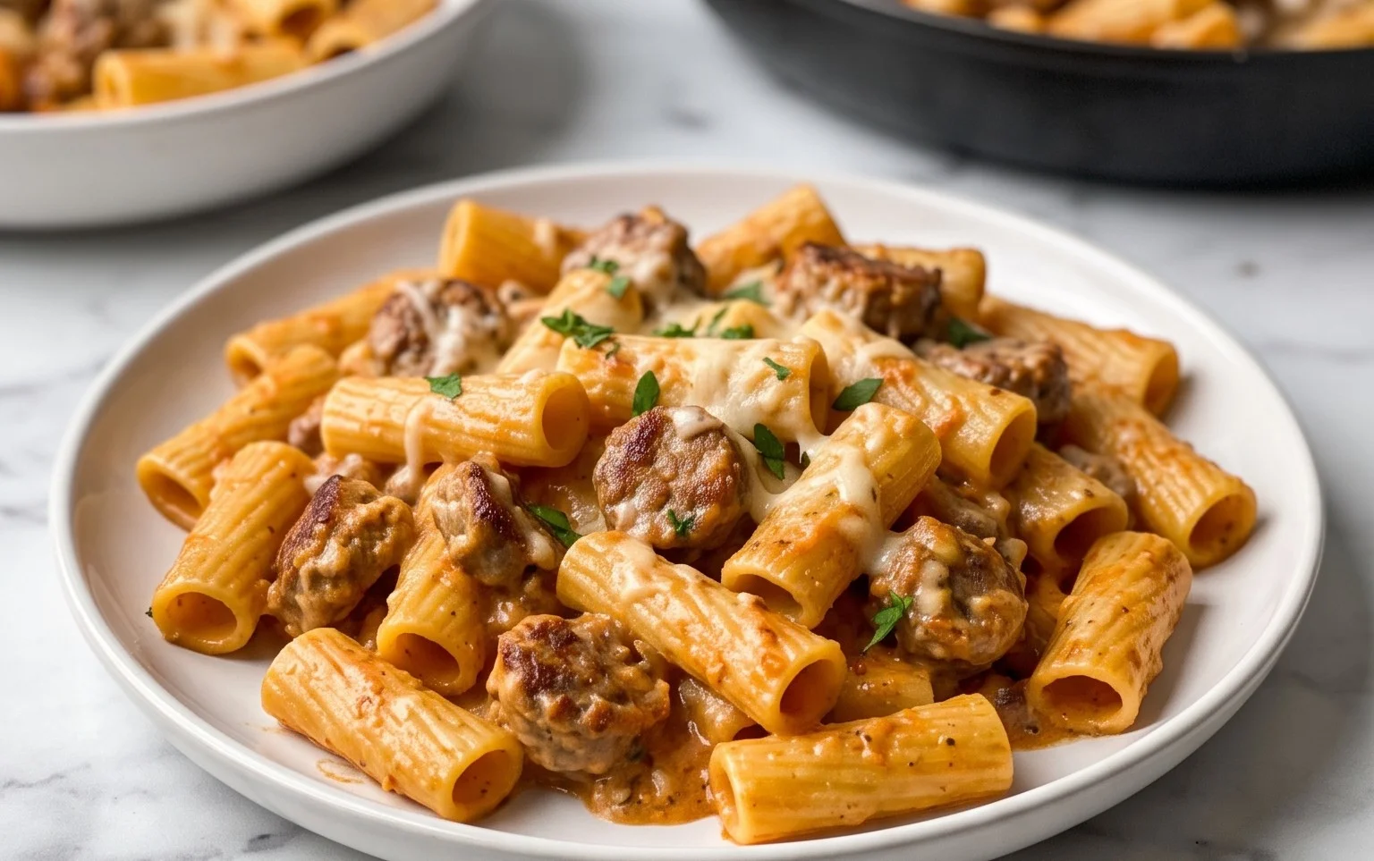 Rigatoni Saucisse Crémeux : Min, Une Seule Poêle