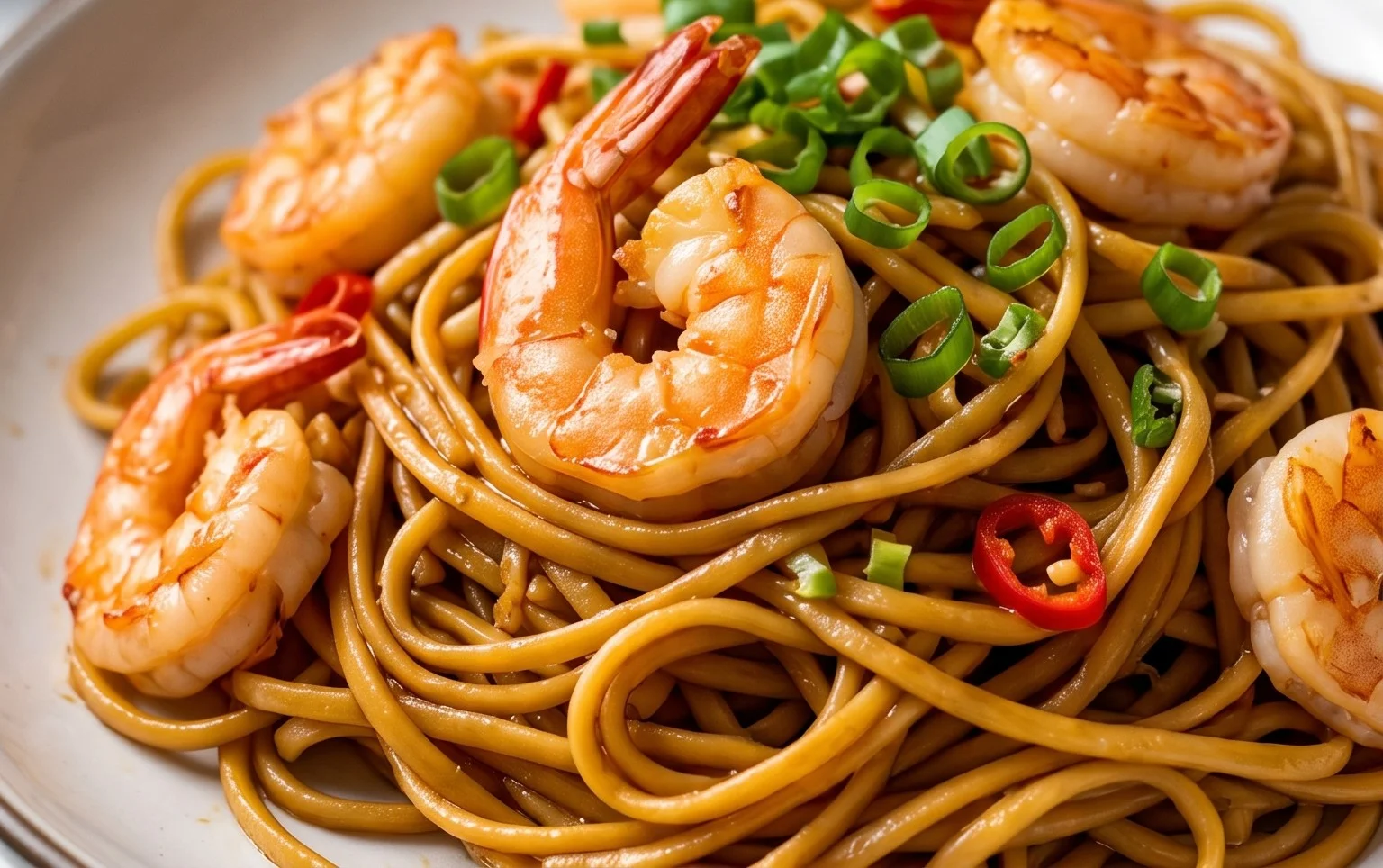 Nouilles chinoises sautées aux crevettes
